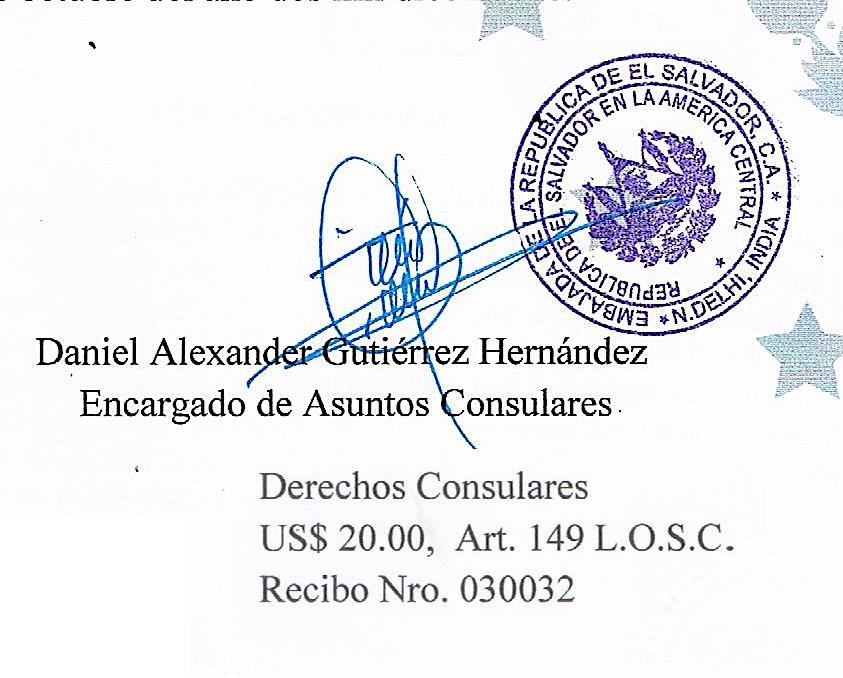 El Salvador Embassy Attestation 