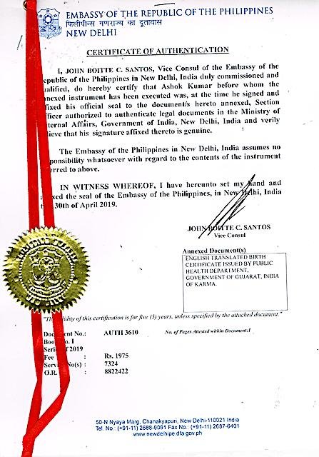Philippines Embassy Attestation