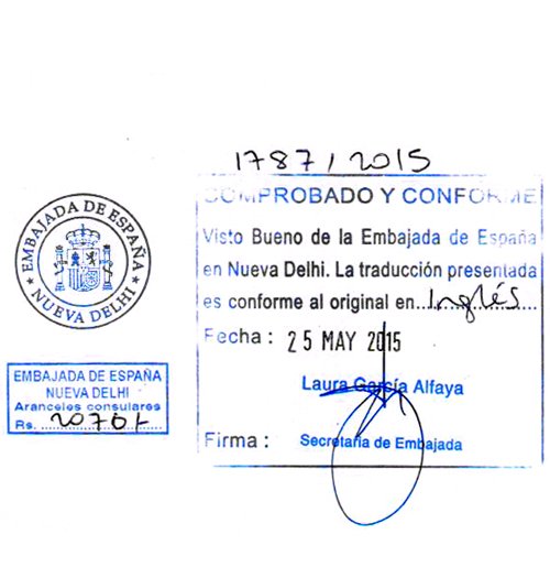 Spain Embassy/consulate Attestation