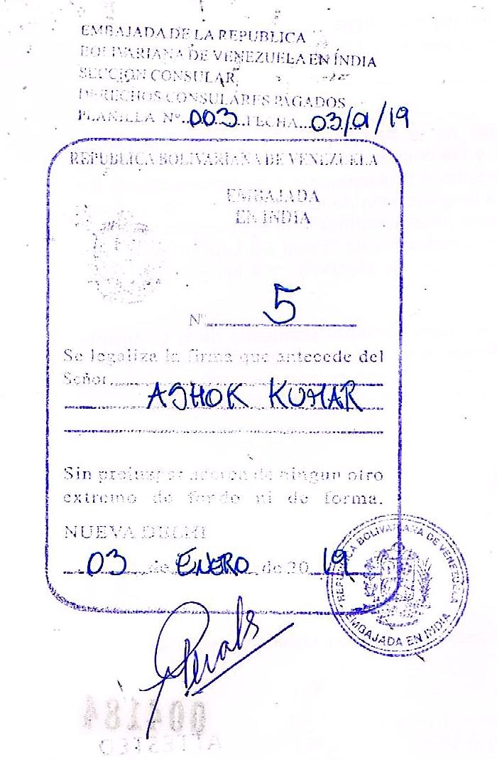 Venezuela Embassy Attestation